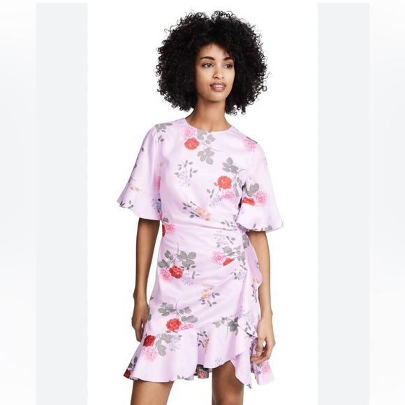 KEEPSAKE The Label Lilac Pretty One Floral Flutter Sleeve Dress Medium - Picture 2 of 10
